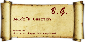 Belák Gaszton névjegykártya